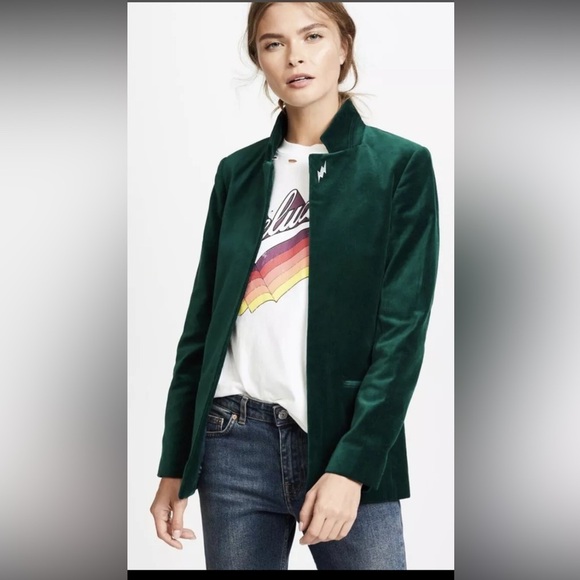 Zadig & Voltaire Women’s Volly Velour Blazer. Green size small. - Picture 1 of 12